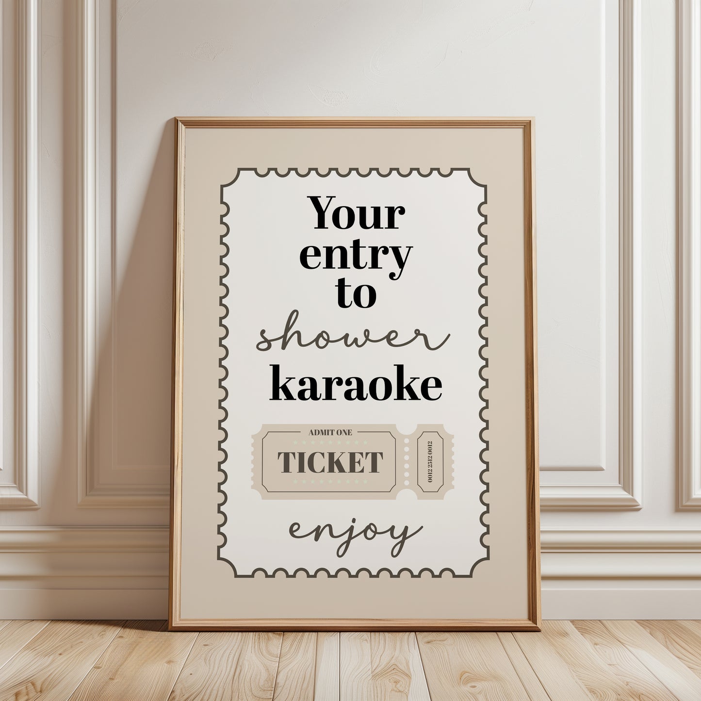 Bathroom Wall Art Print, Shower Karaoke, Beige