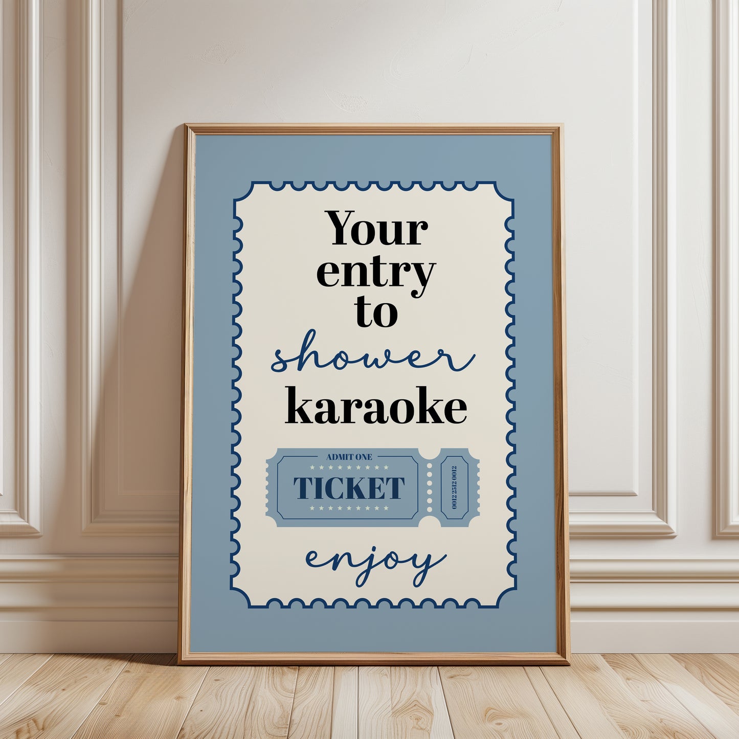 Bathroom Wall Art Print, Shower Karaoke, Blue