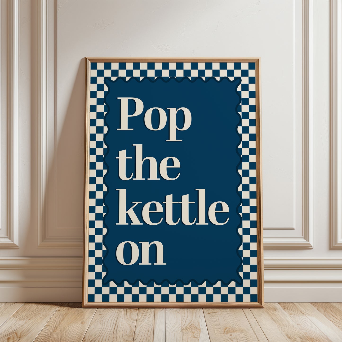 Blue Kitchen Print, Pop the Kettle on