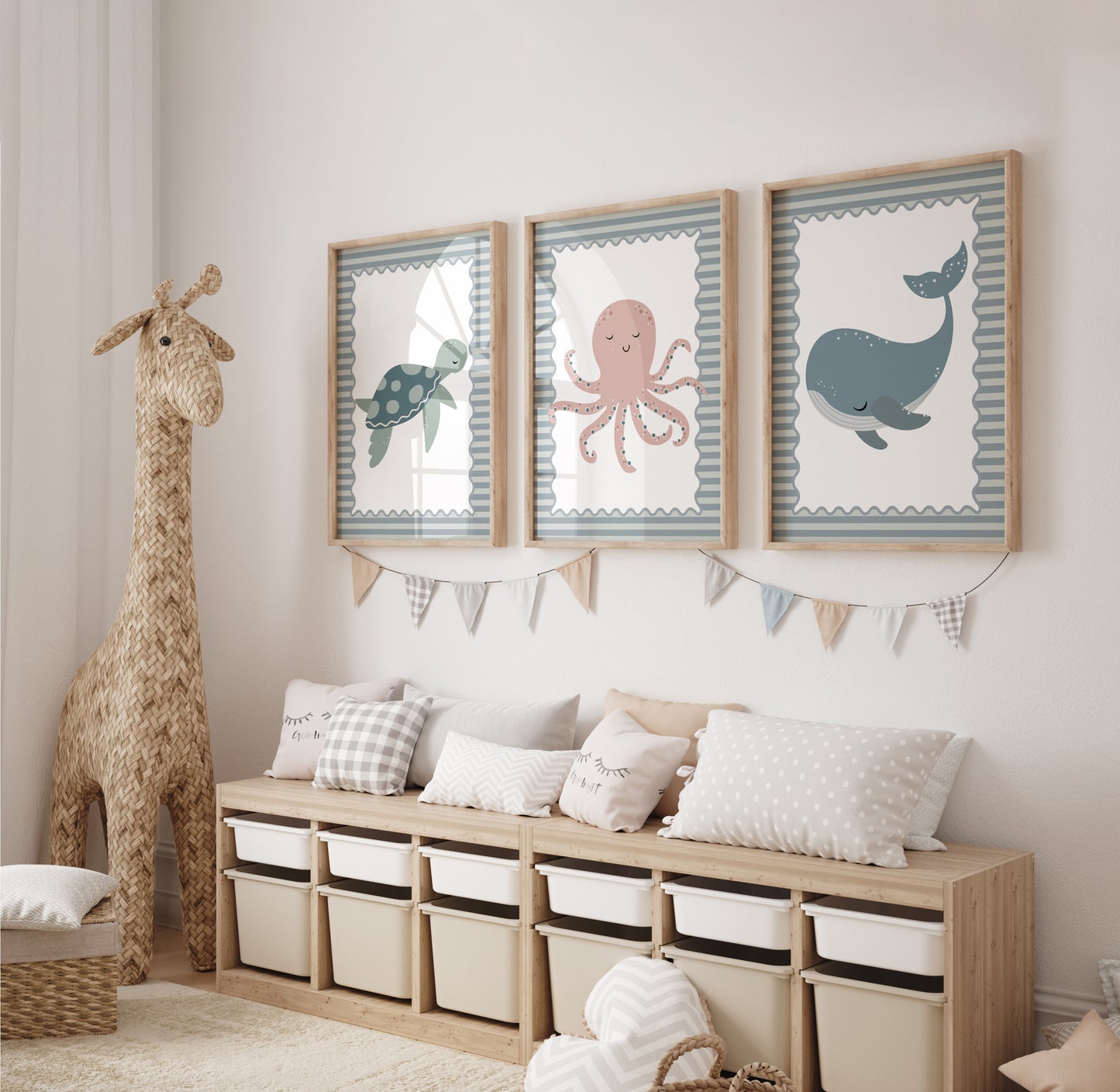 Boys nursery prints with a sea-life theme