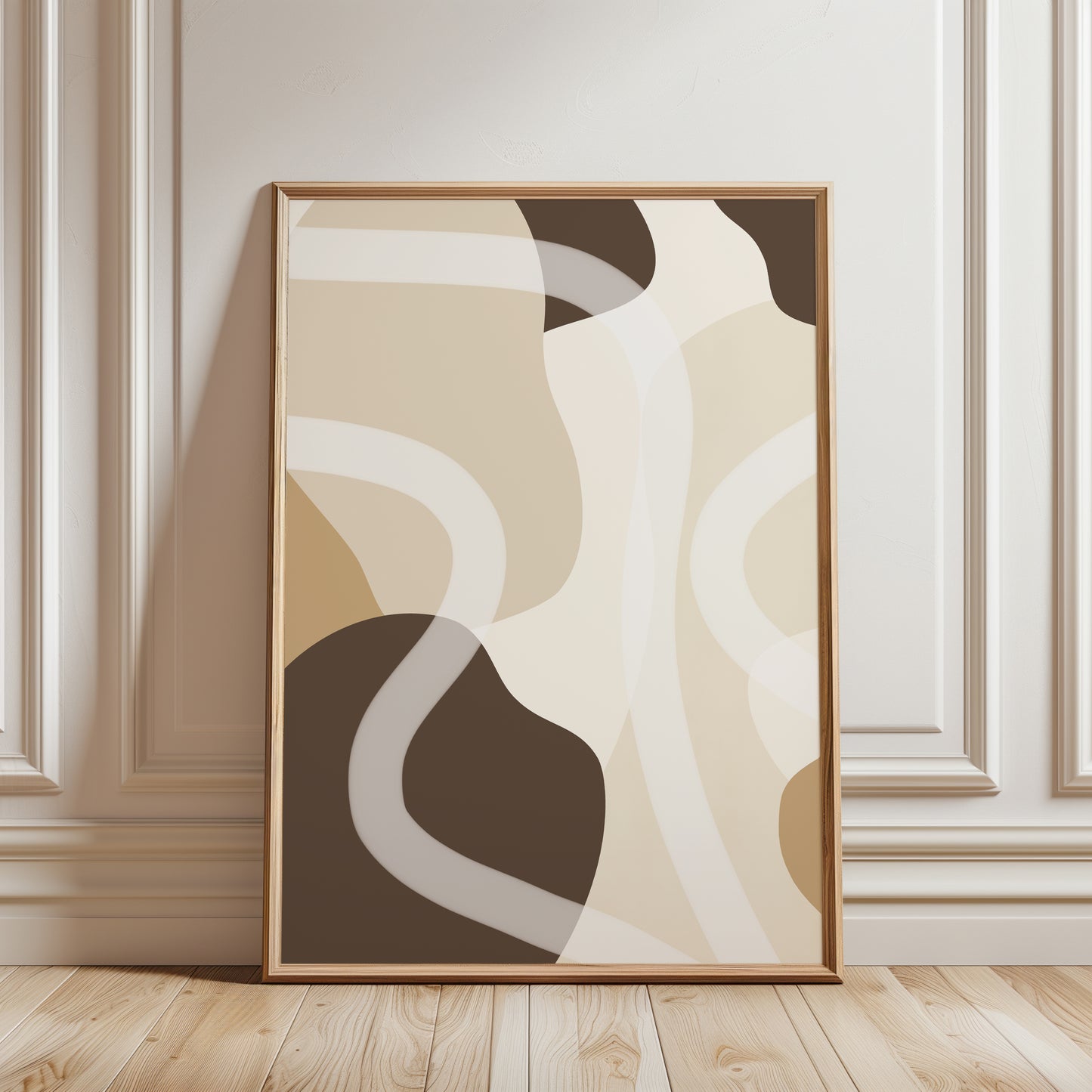 Set of 3 Brown Abstract Wall Art Prints