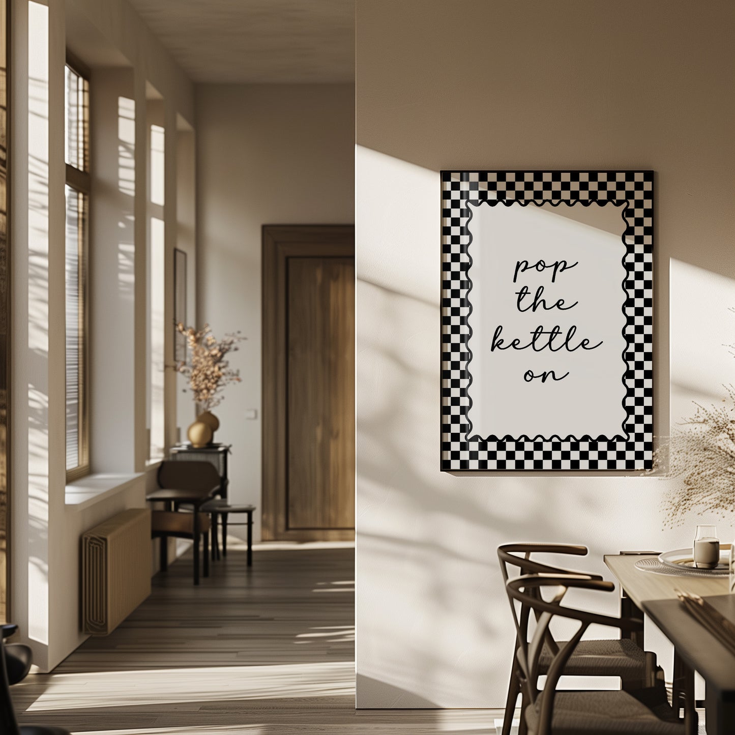 dining room print in black and white