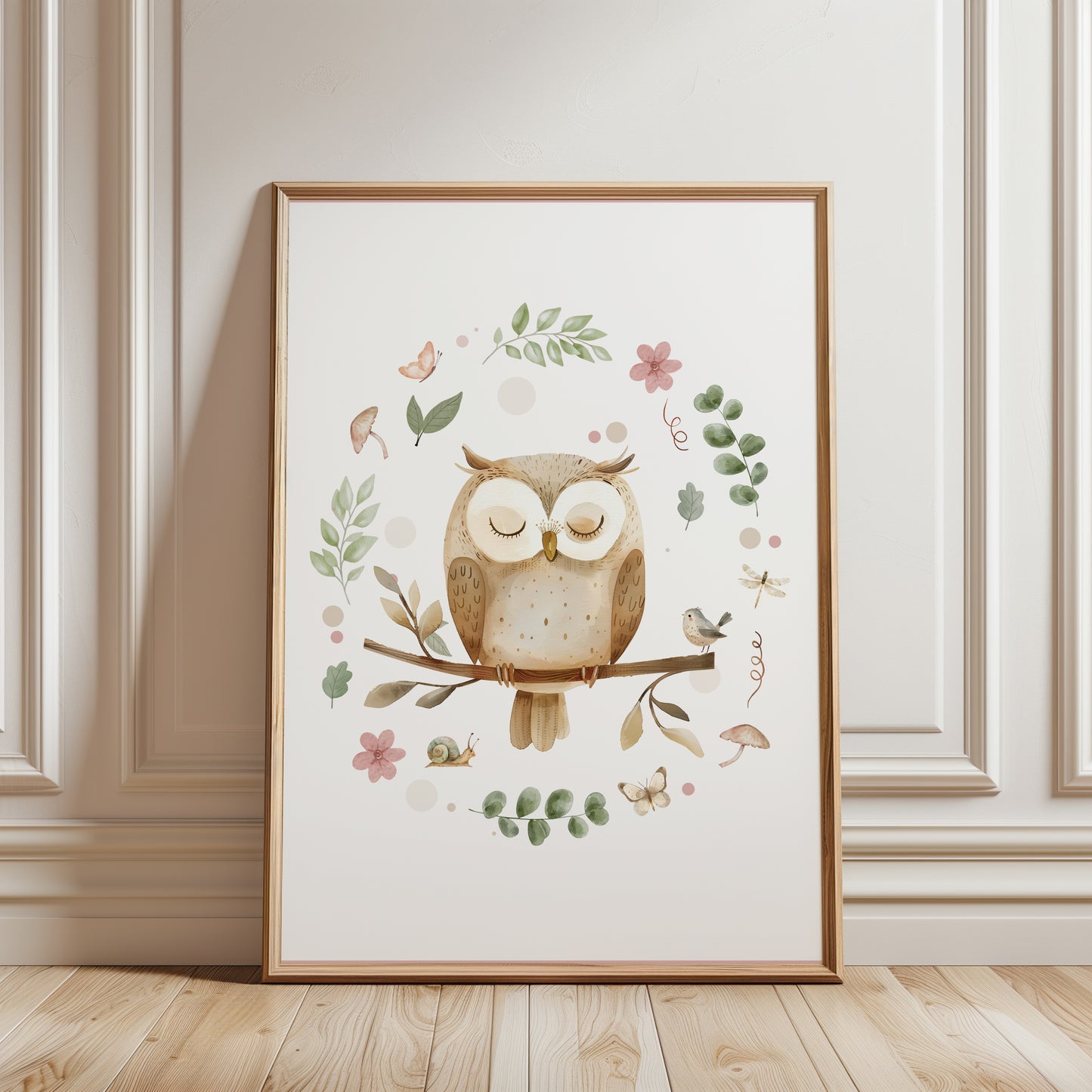 Sleeping owl nursery prints for boys or girls