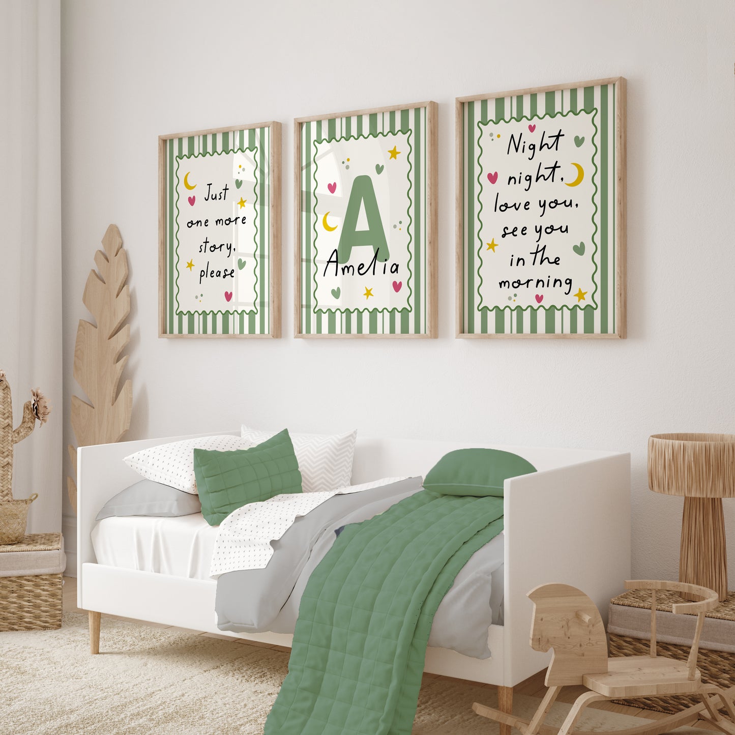 Set of 3 Girls Personalised Wall Art Prints