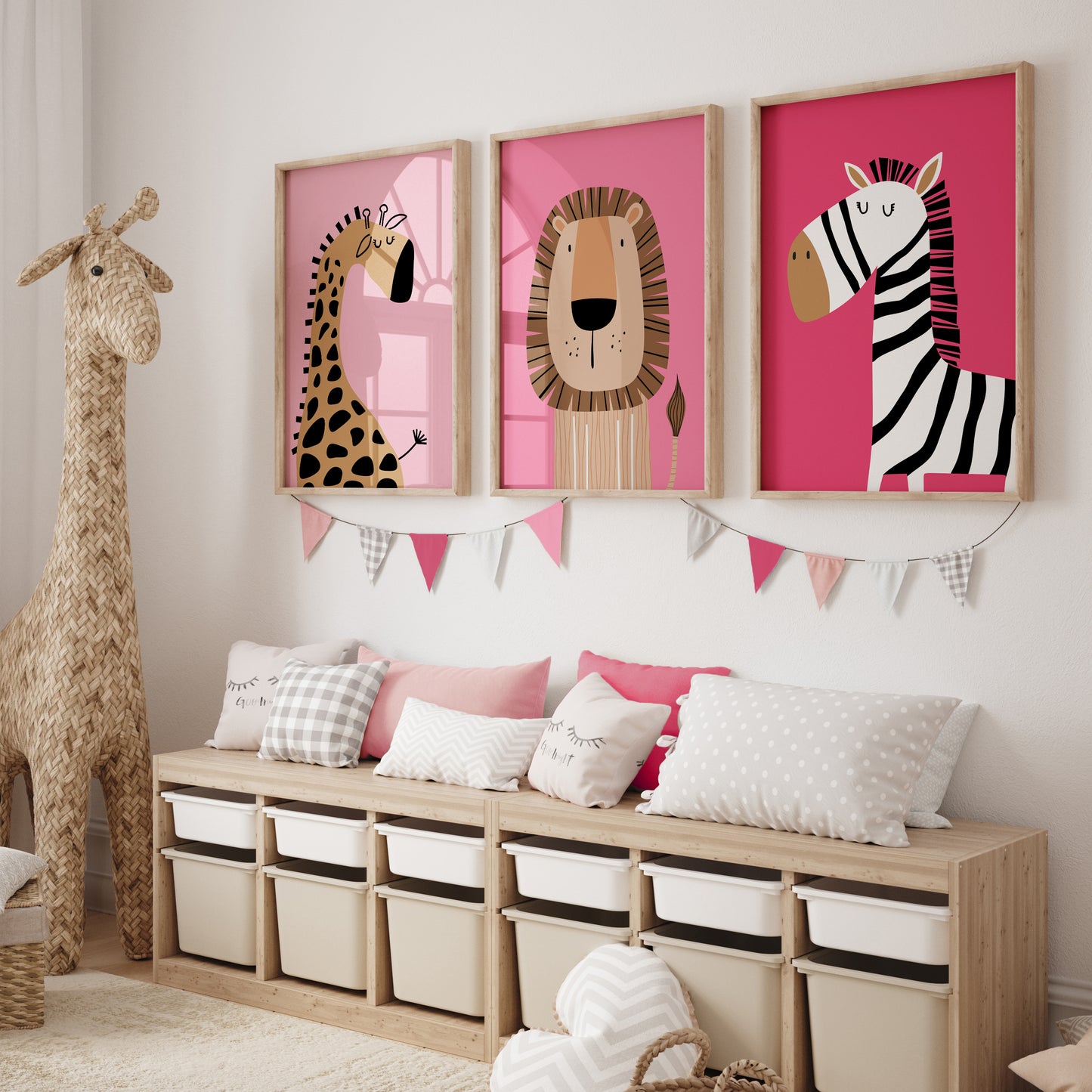 girls room prints in hot pink