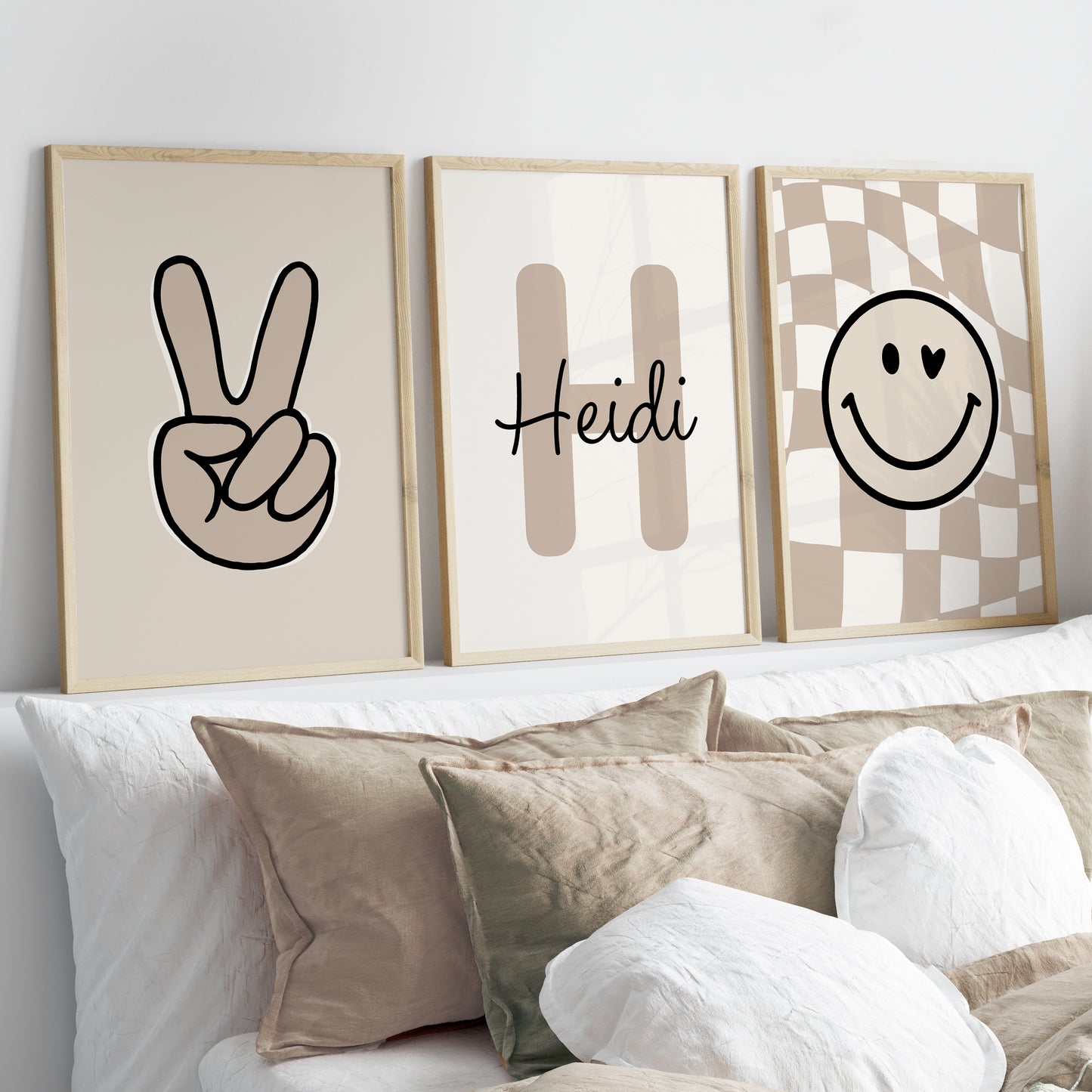 Girls trendy bedroom posters in neutral tones