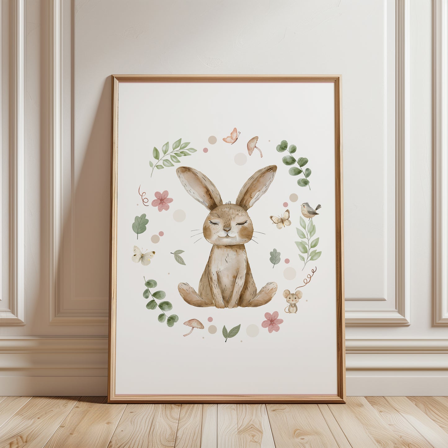 Cute bunny nursery print in a whimsical style