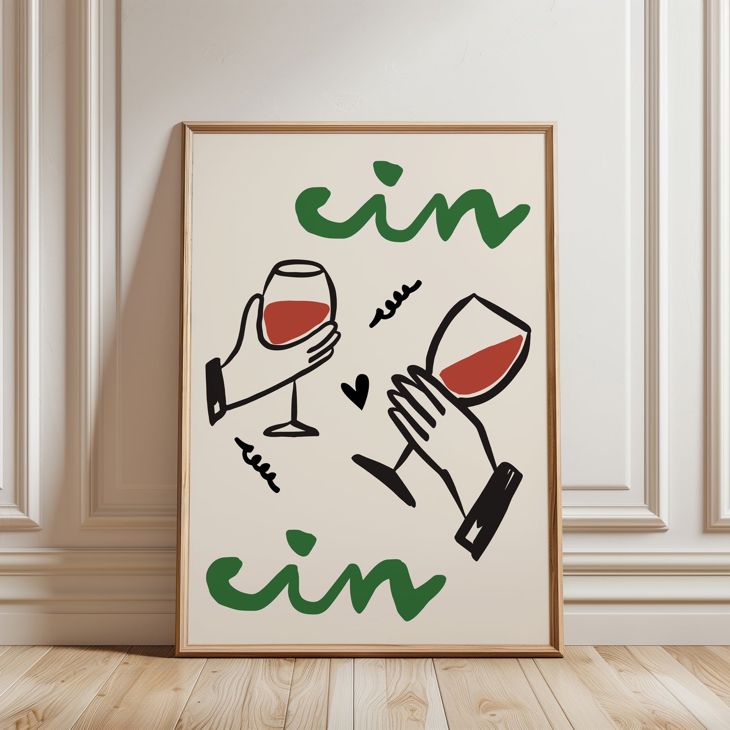 Cin Cin Wine Print, Green