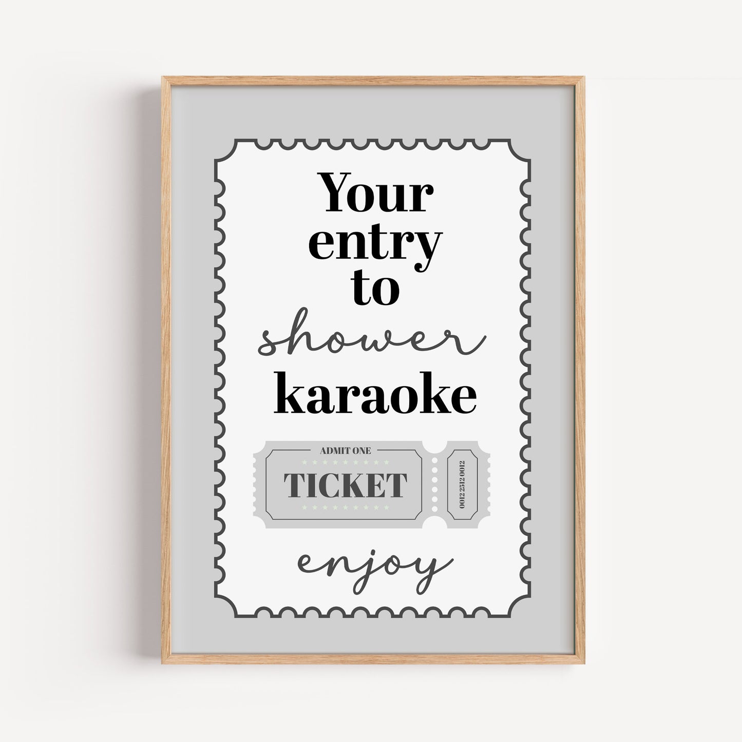 grey bathroom print, shower karaoke