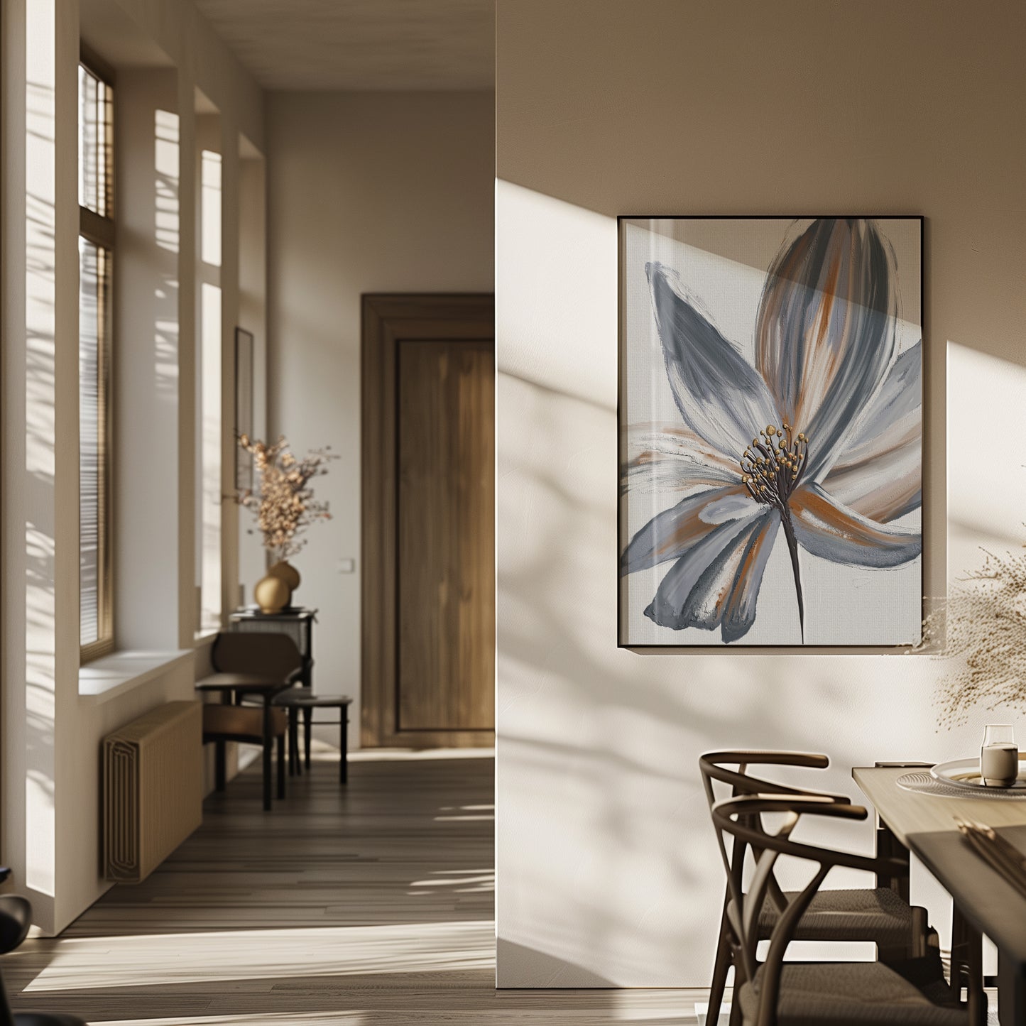 Floral Print, Grey Botanical Wall Art