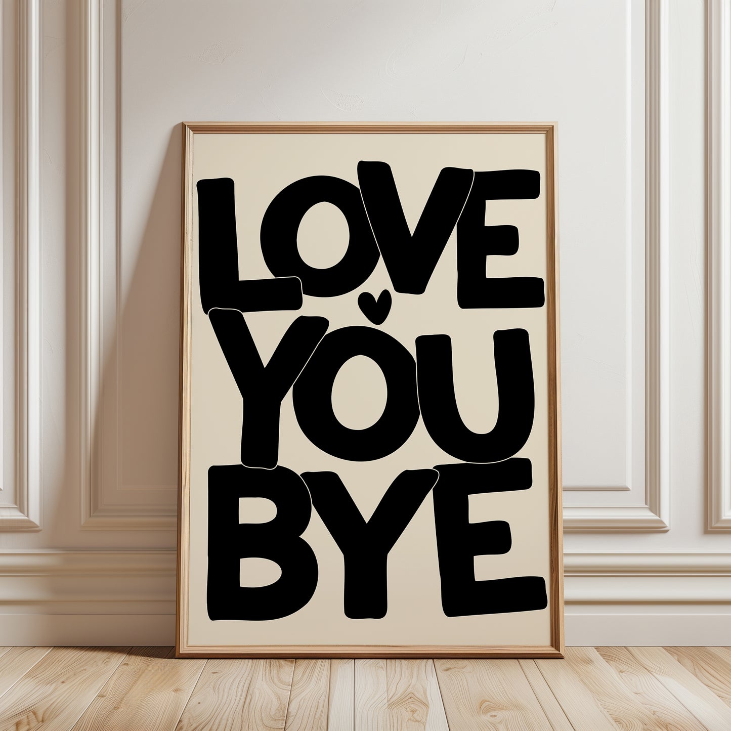 Love you Bye, Black & Beige Hallway Print