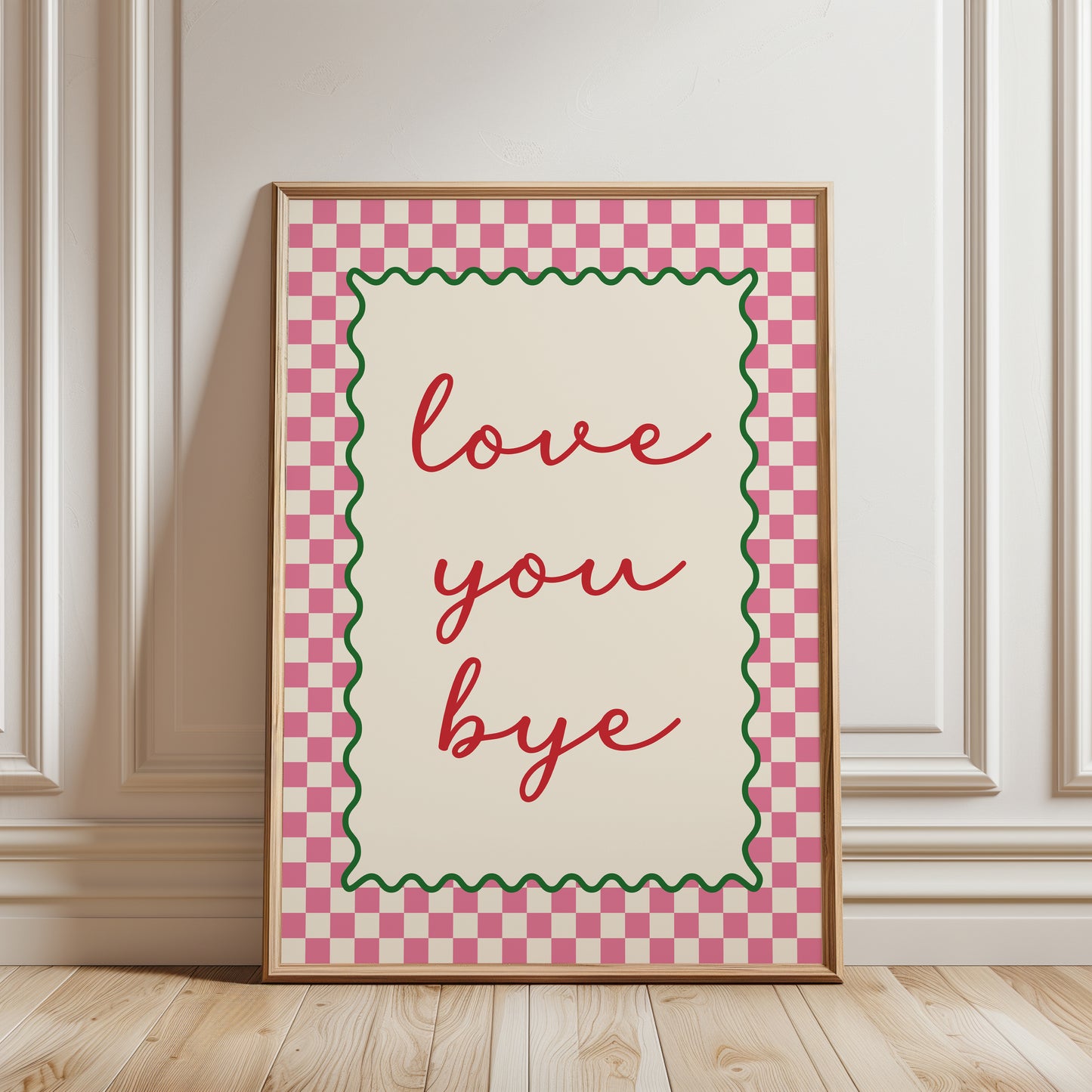 Blush Pink Hallway Print, "Love you bye"