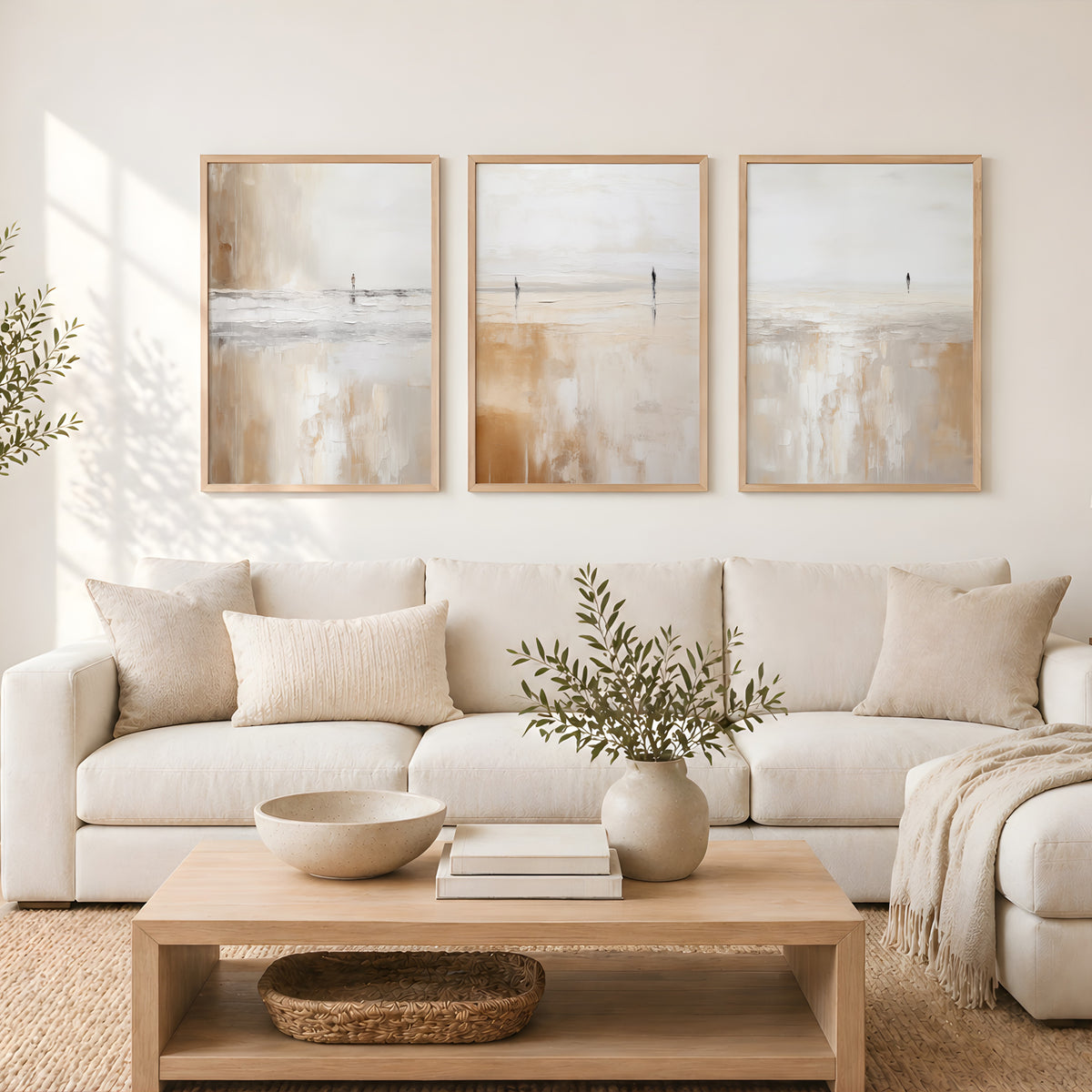 Neutral Abstract Landscape Art, Set of 3