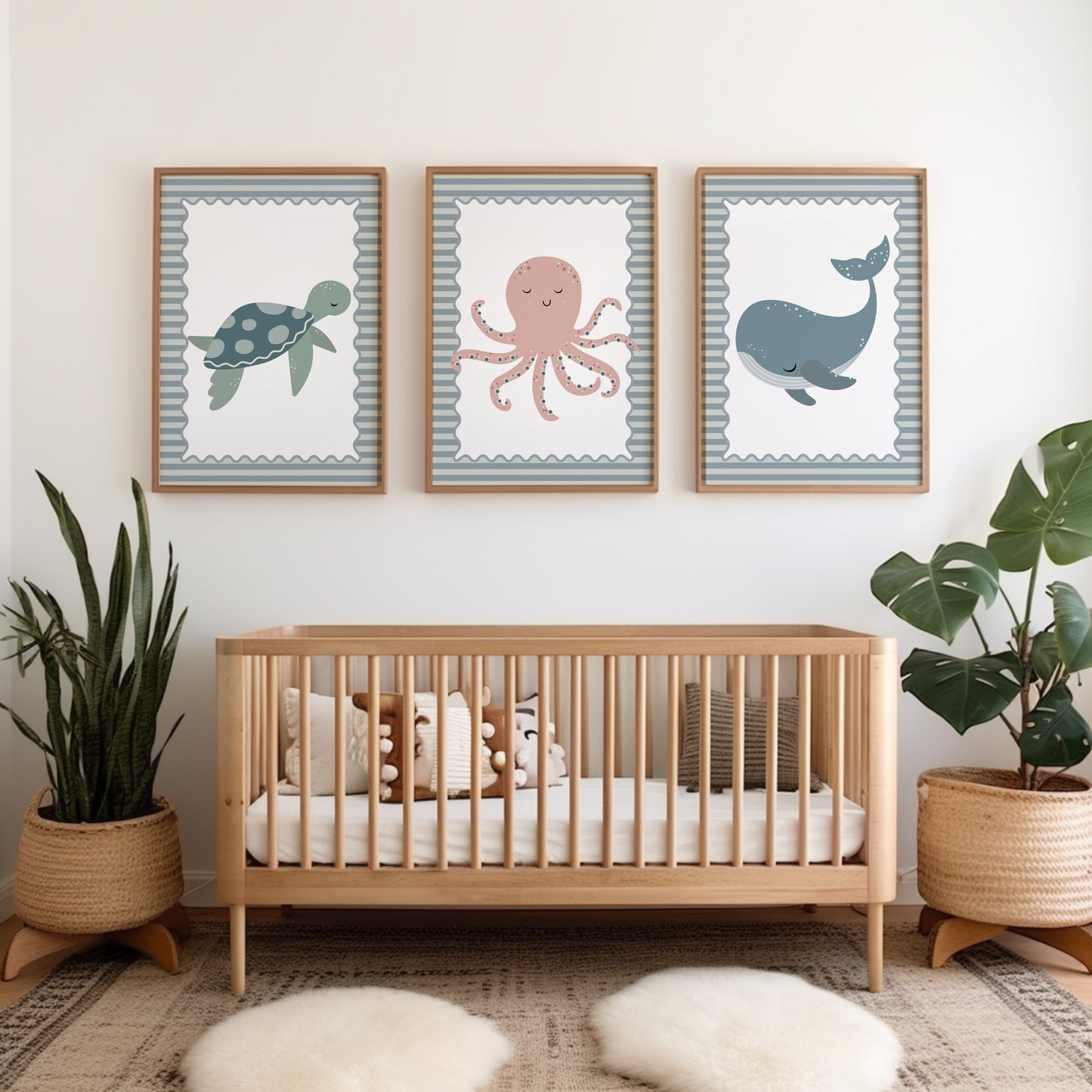 Nursery room decor with sea animals