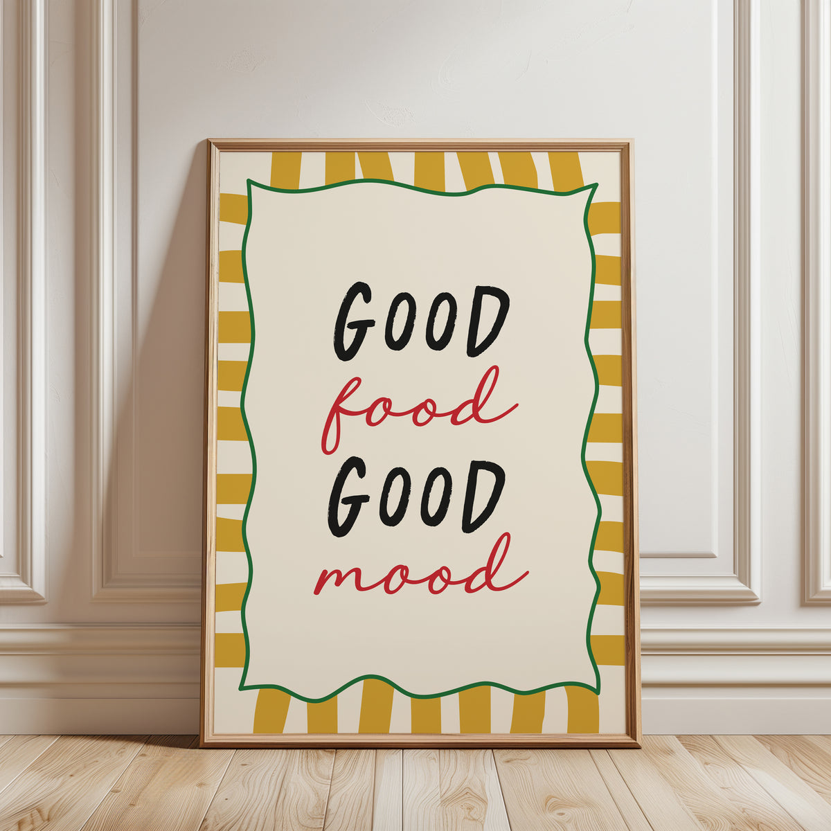 Kitchen Print, Good Food Good Mood, Ochre