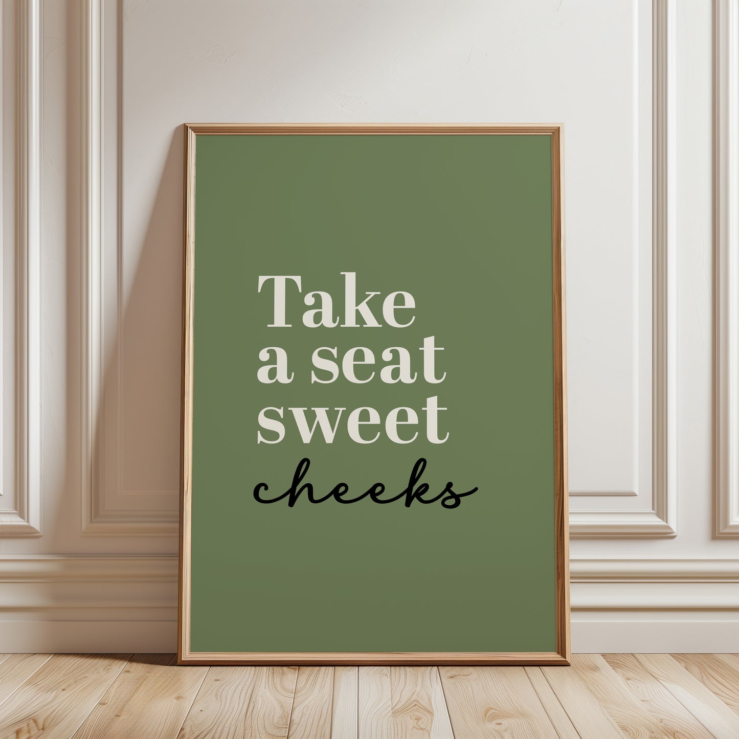 Olive green bathroom wall art print