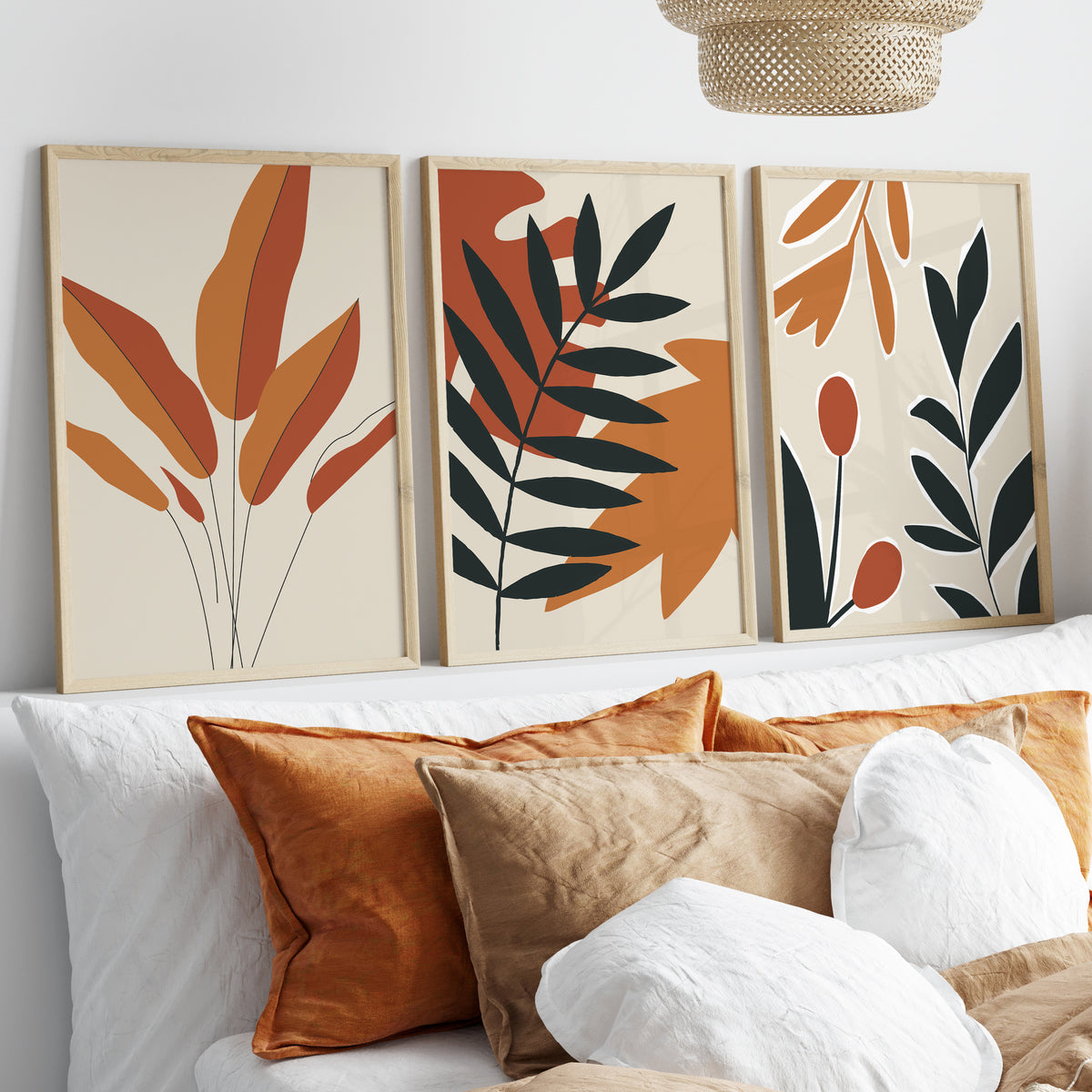 Set of 3 Autumn Leaf Abstract Wall Prints