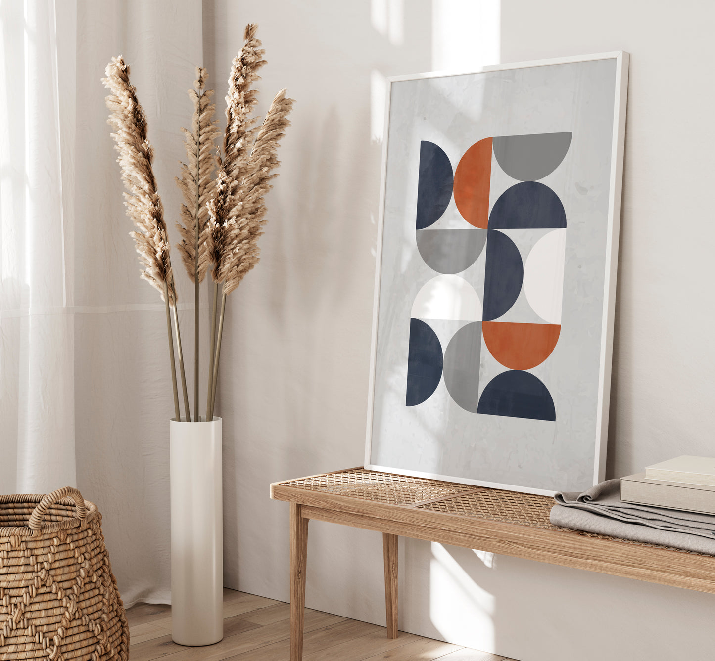 Set of 3 Blue Grey & Rust Boho Wall Art Prints