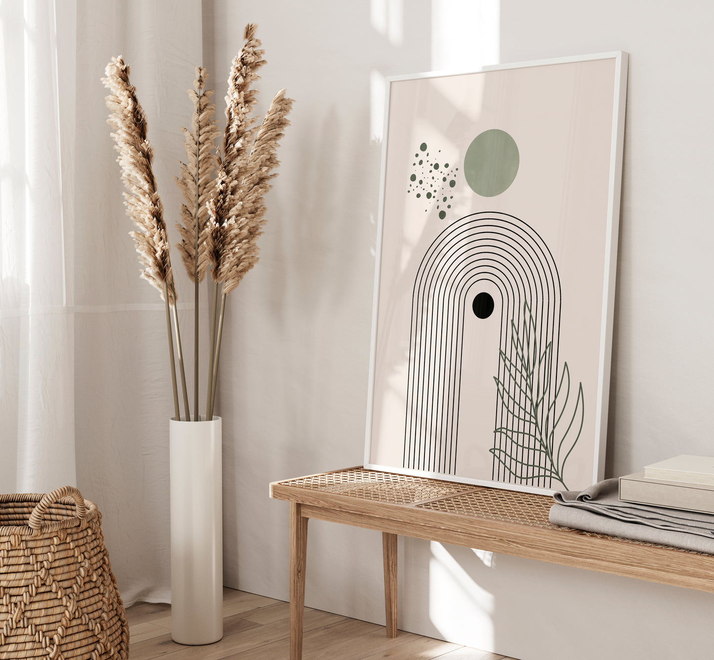 Set of 3 Green Boho Wall Art Prints