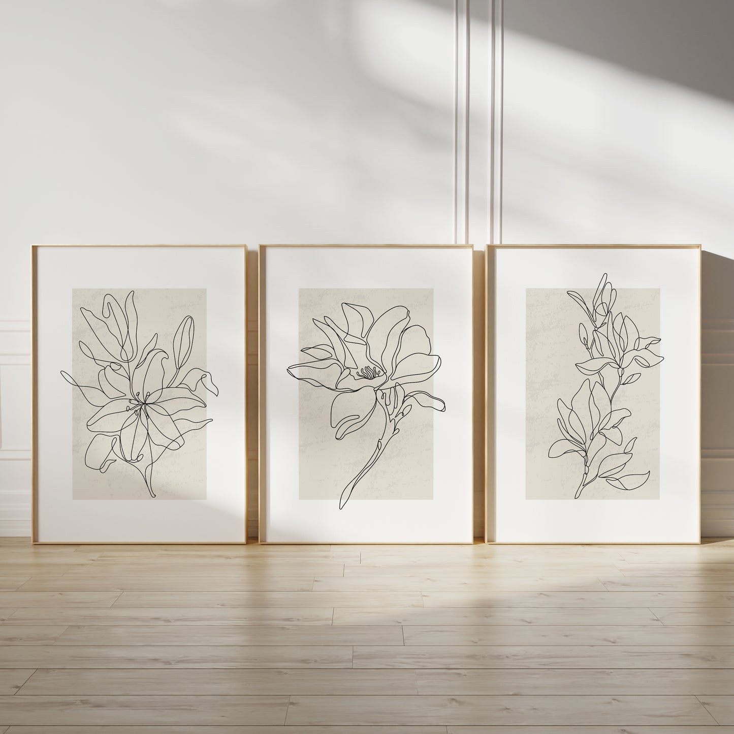 Set of 3 Floral Line Art Wall Prints