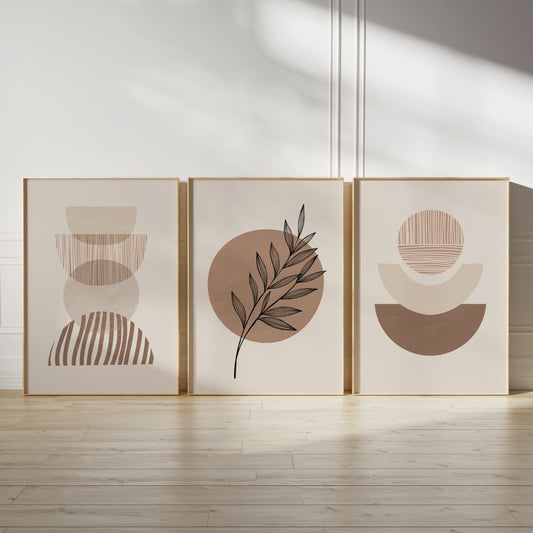 Set of 3 Neutral Boho Wall Art Prints