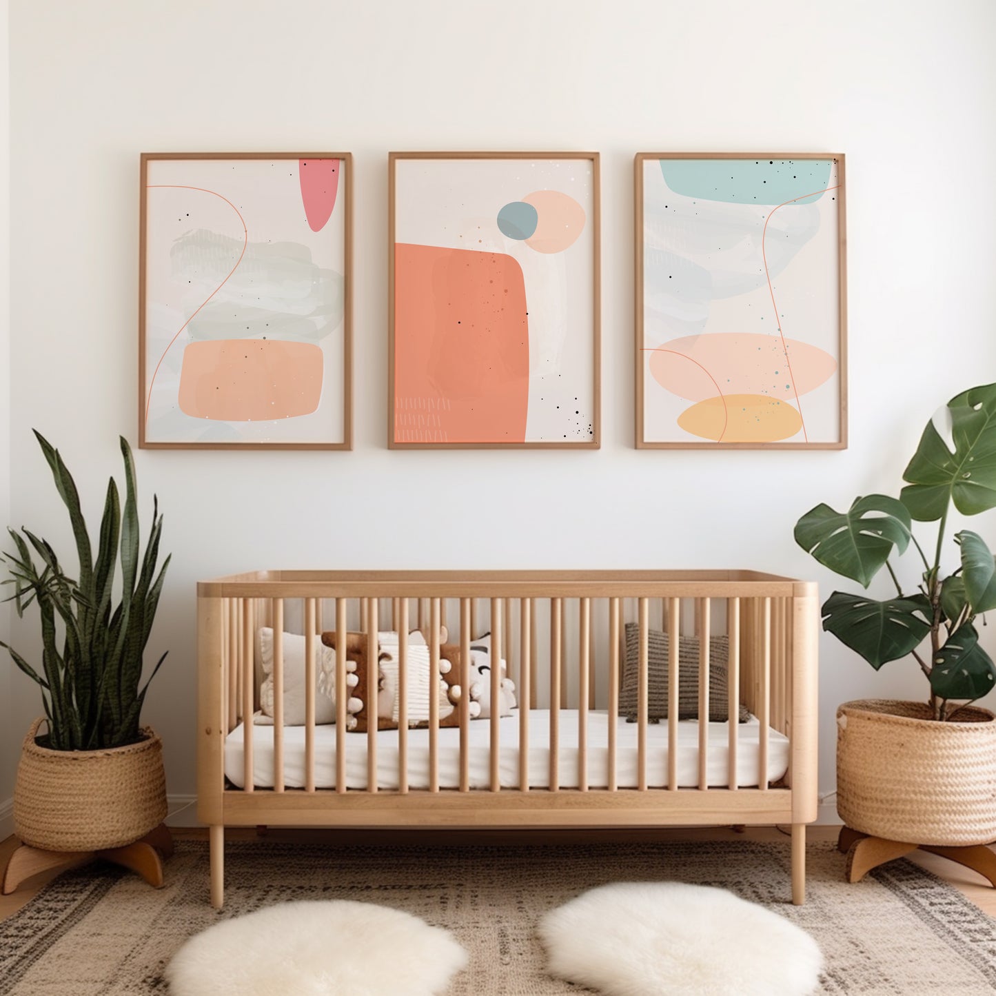 Set of 3 Girls Pastel Abstract Wall Art Prints
