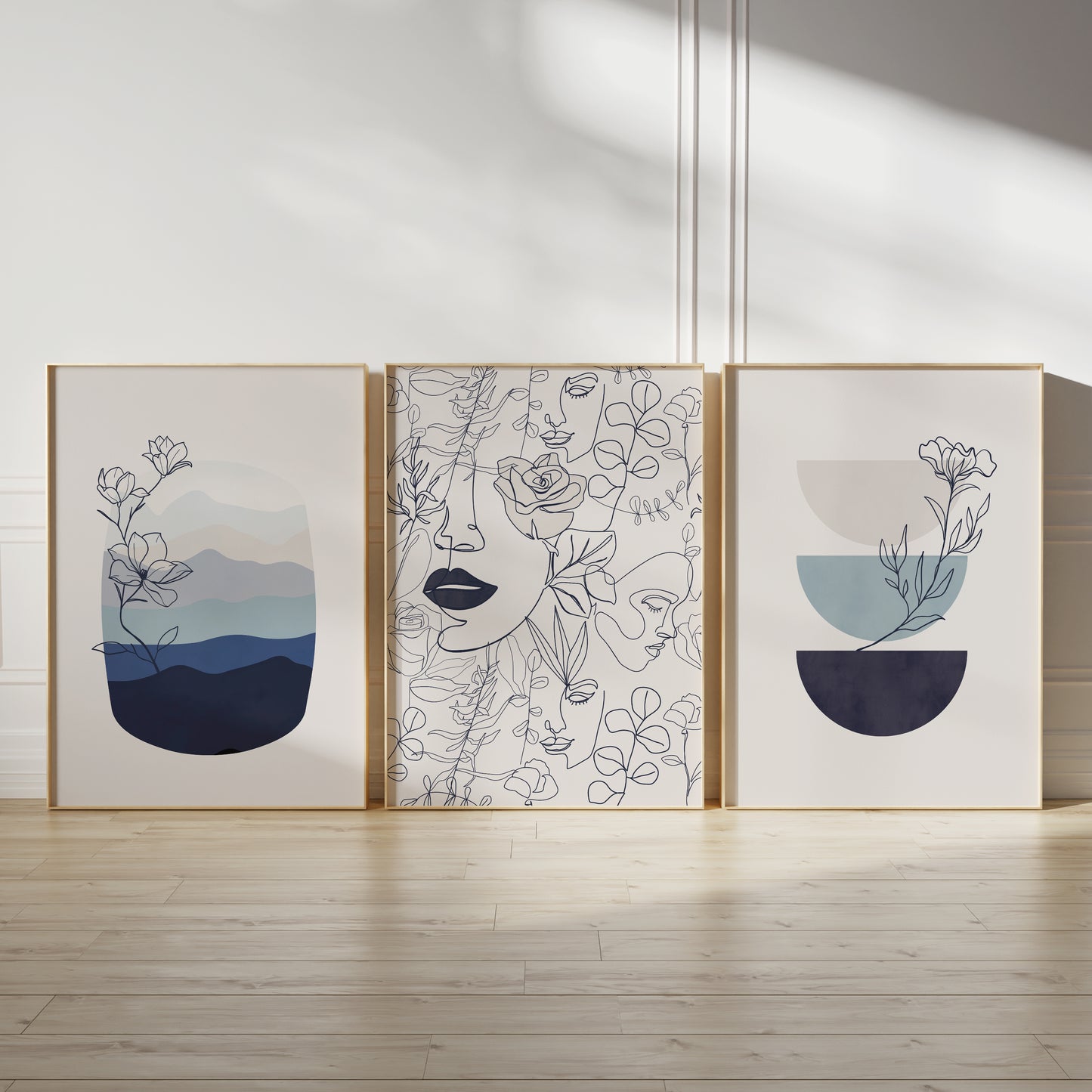 Set of 3 Blue Bedroom wall Prints