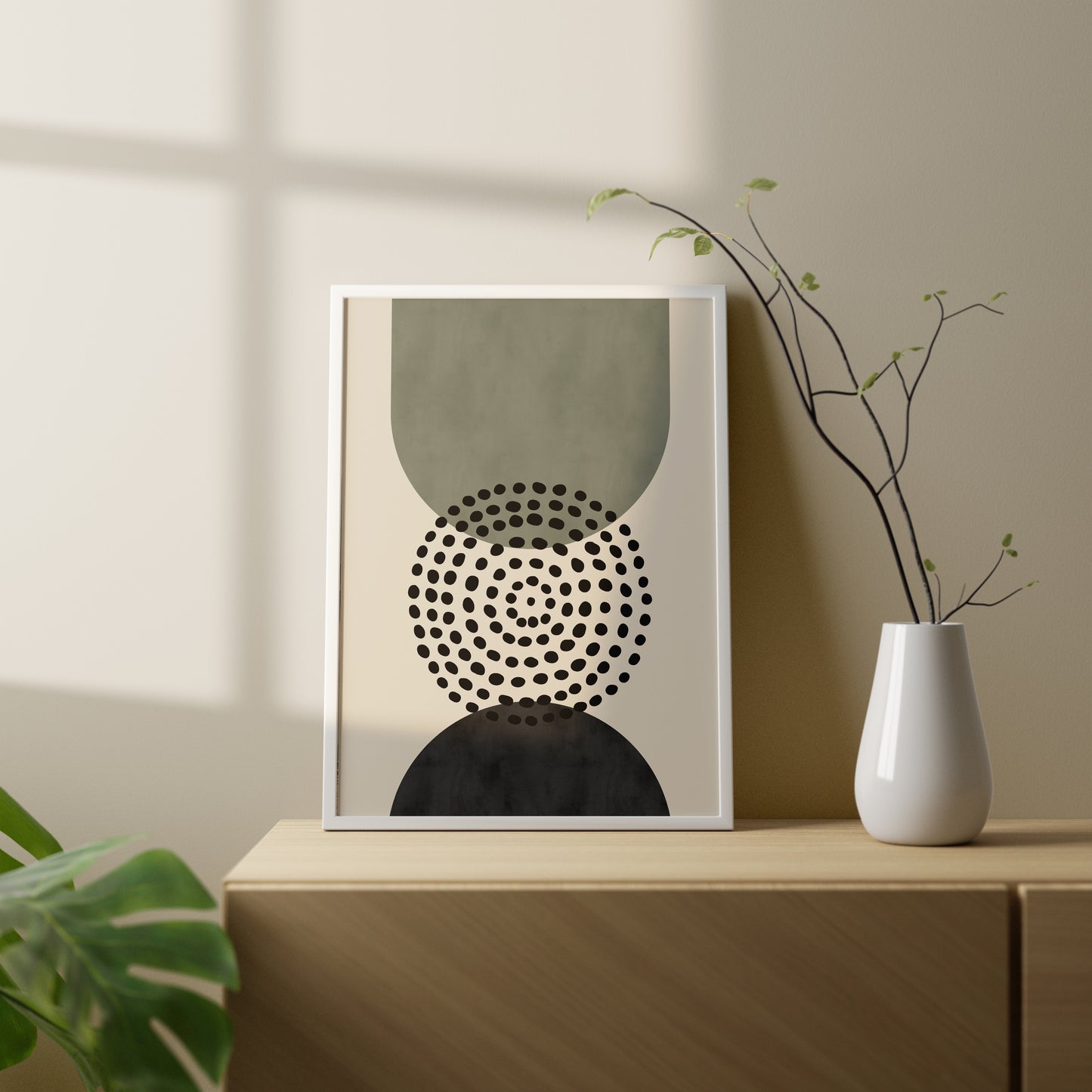 Set of 3 Green & Black Modern Mid Century Wall Art Prints