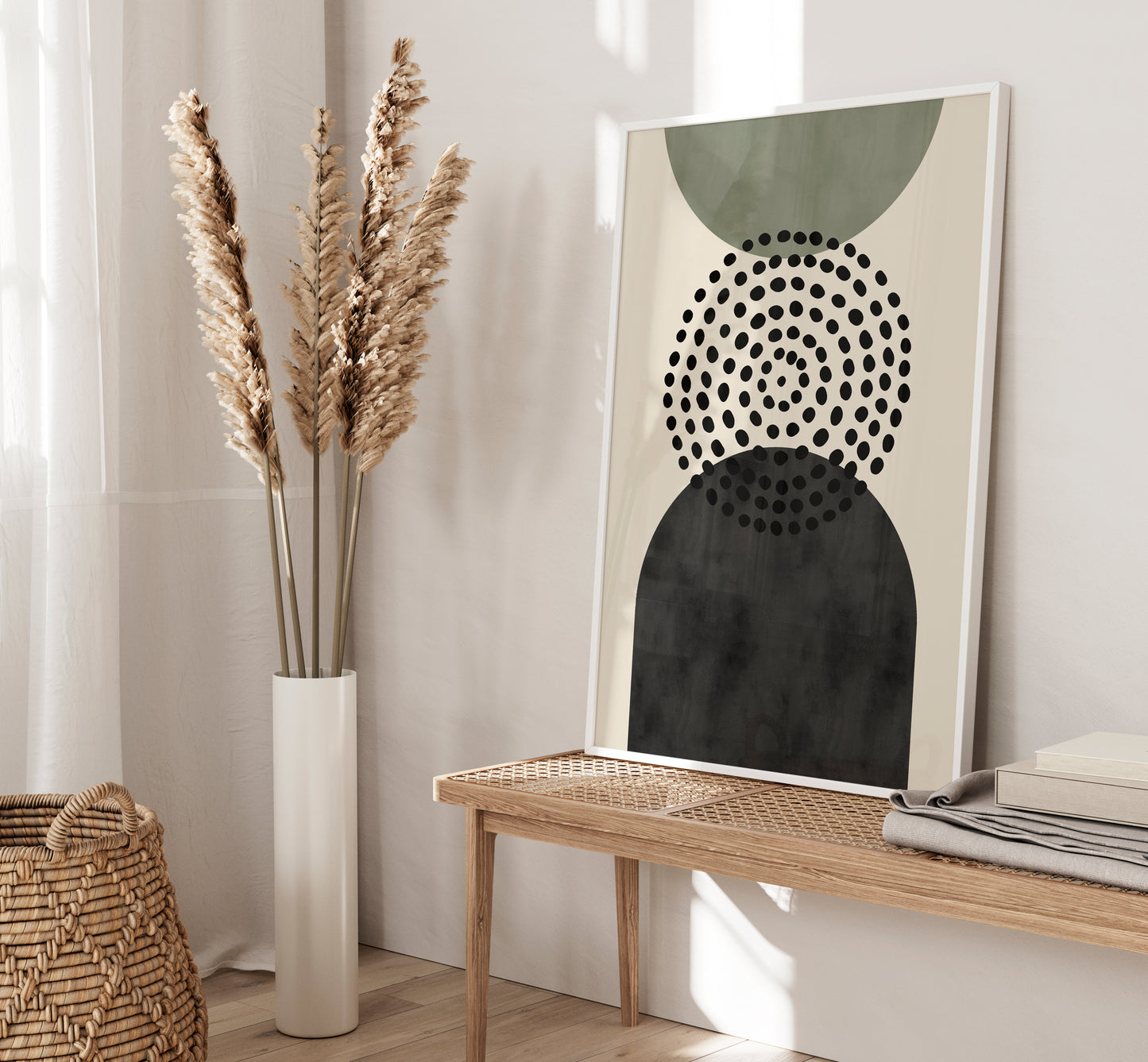 Set of 3 Green & Black Modern Mid Century Wall Art Prints