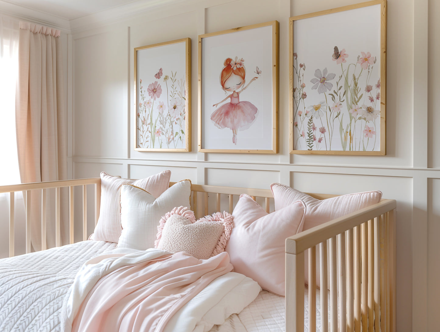 Set of 3 Girls Ballerina Nursery Wall Art Prints