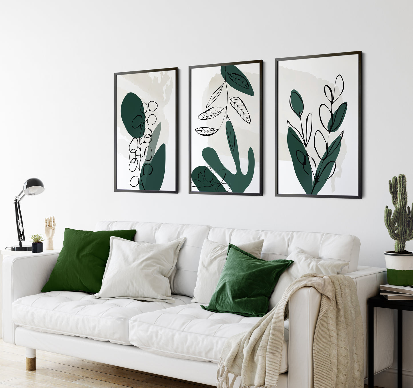 Set of 3 Emerald Green Wall Prints