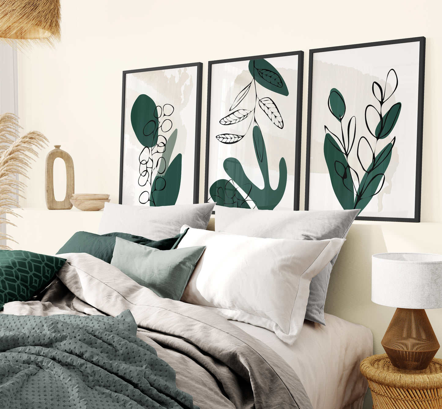 Set of 3 Emerald Green Wall Prints
