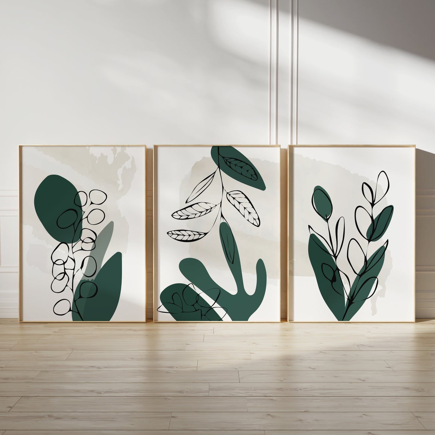 Set of 3 Emerald Green Wall Prints