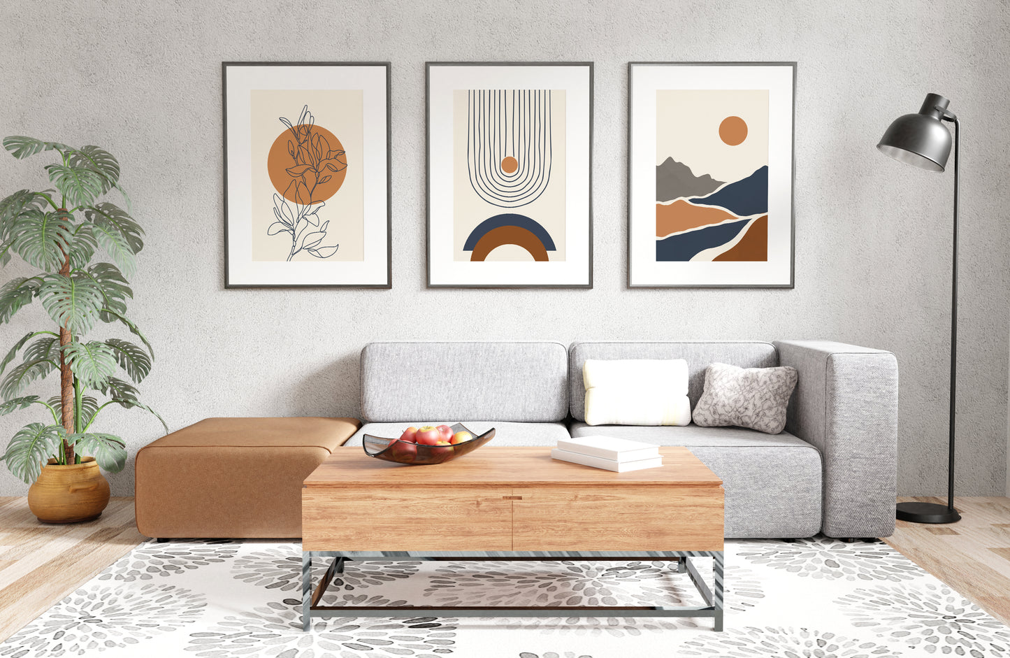 Set of 3 Boho Abstract Wall Art Prints