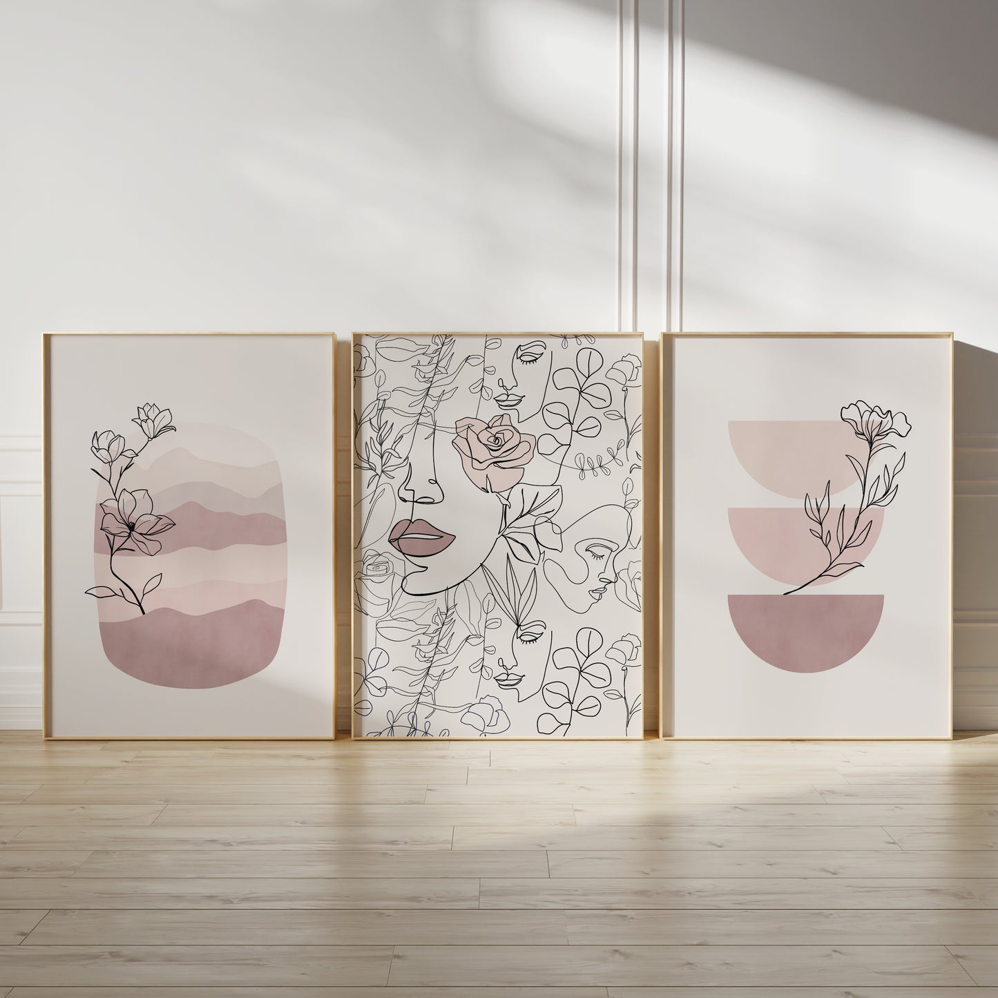 Set of 3 Pink Abstract Wall Prints