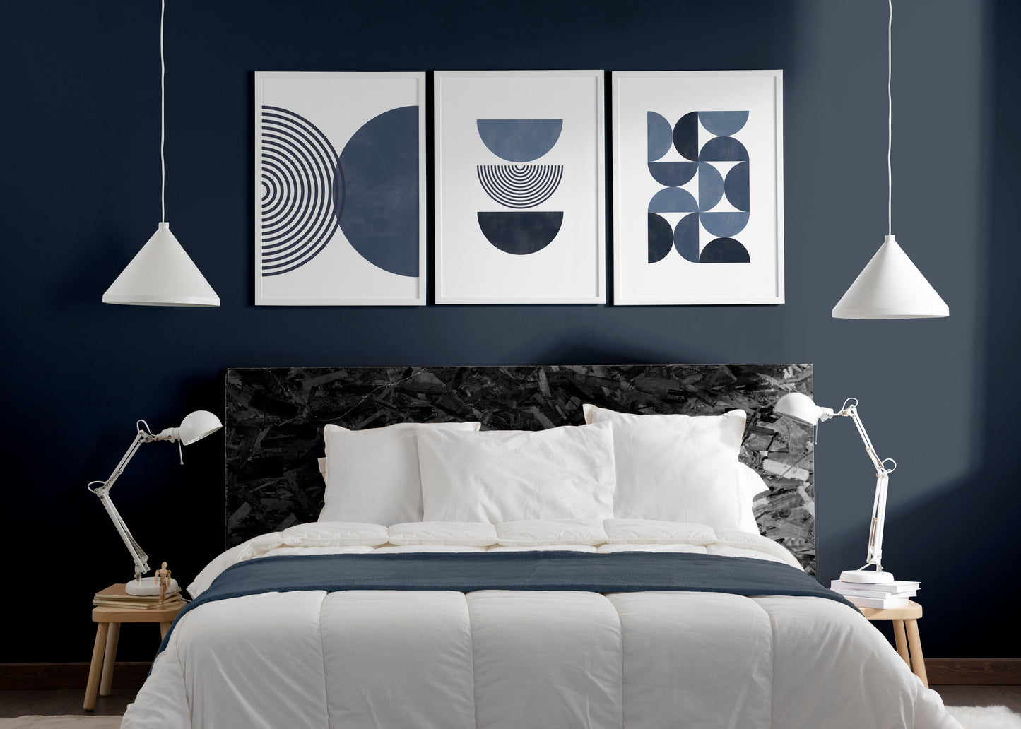 Set of 3 Blue Boho Wall Art Prints