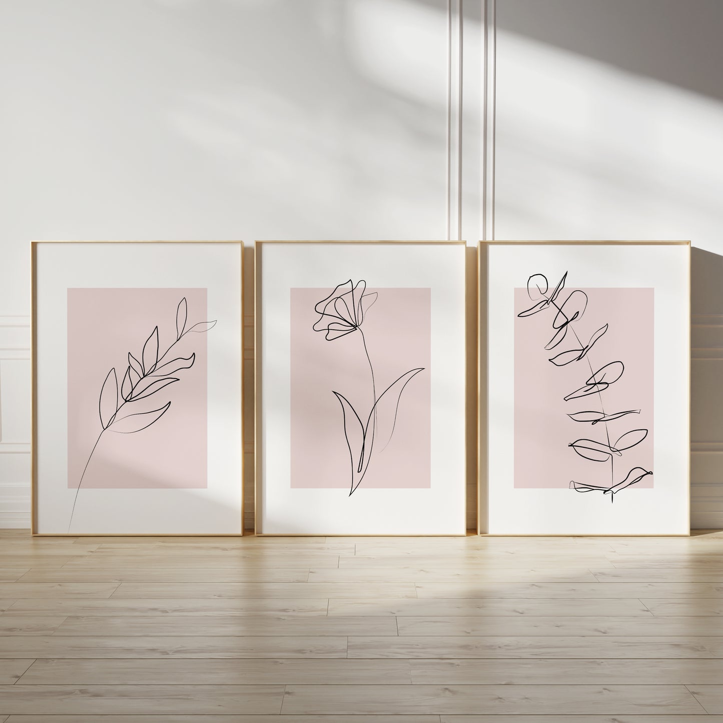 Set of 3 Pink Botanical Wall Art Prints