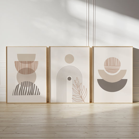 Set of 3 Neutral Boho Wall Prints
