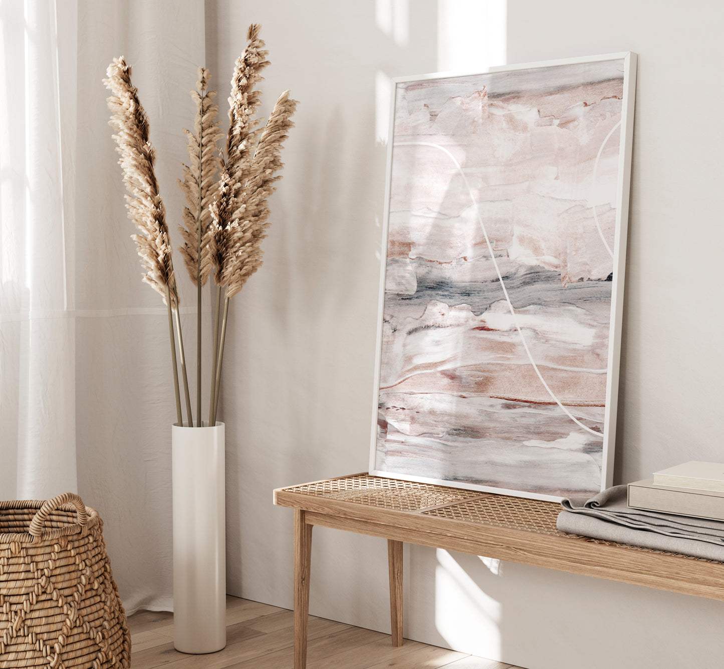 Set of 3 Pink & Grey Abstract Wall Art Prints