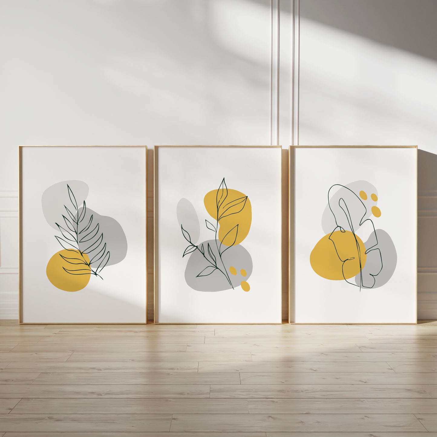 Yellow Botanical Abstract Wall Art Prints