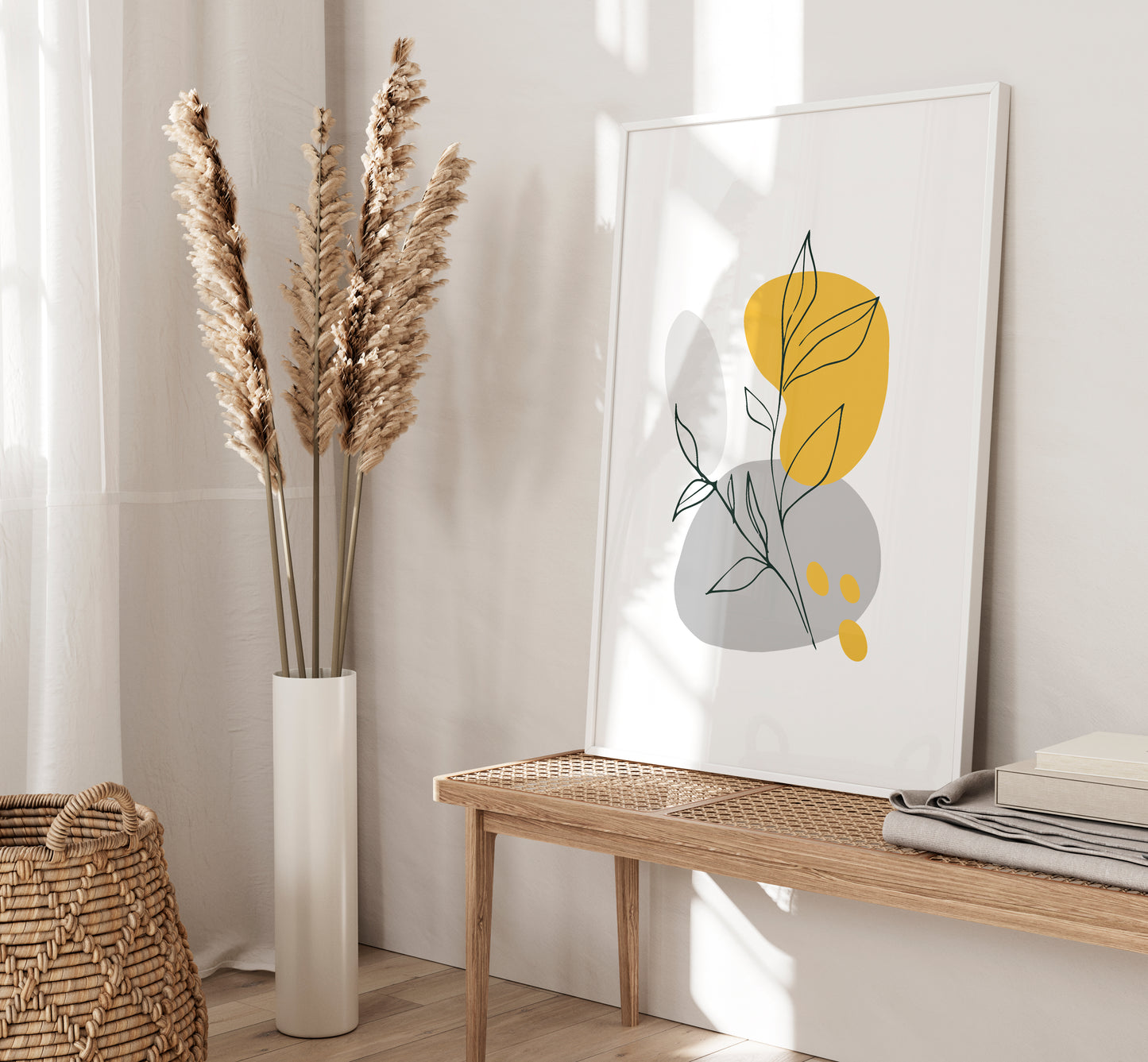 Yellow Botanical Abstract Wall Art Prints
