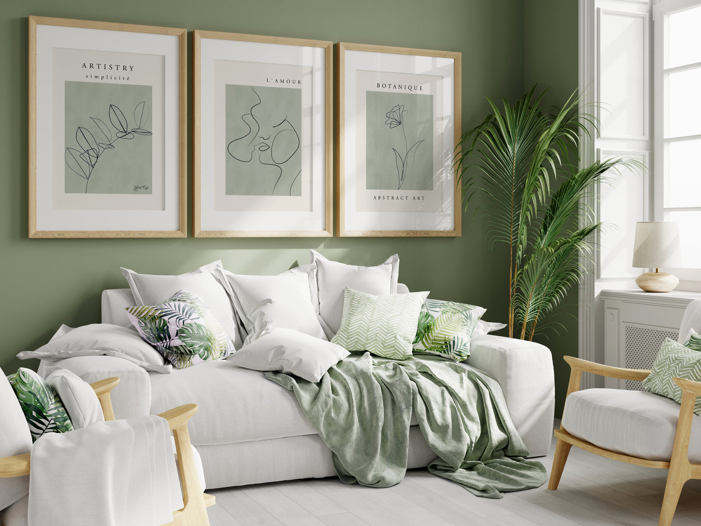 Set of 3 Sage Green Gallery Wall Prints