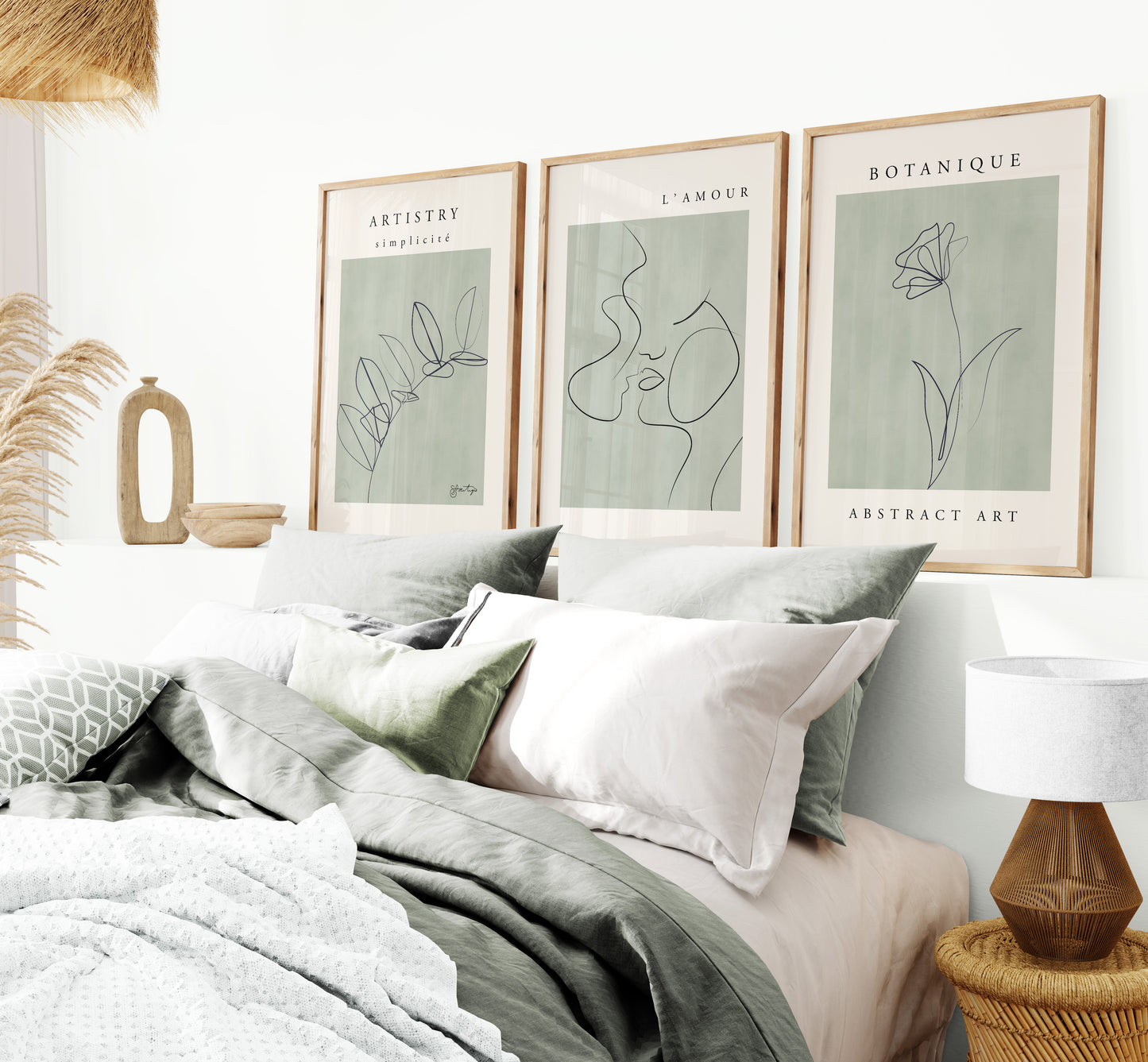 Set of 3 Sage Green Gallery Wall Prints