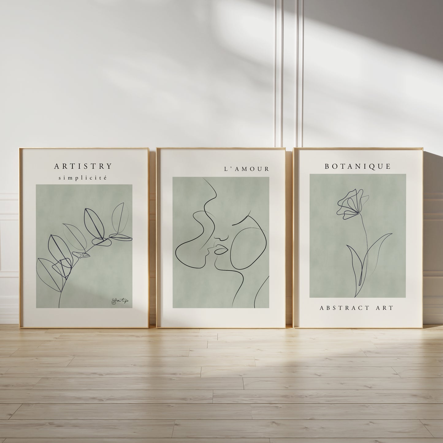 Set of 3 Sage Green Gallery Wall Prints