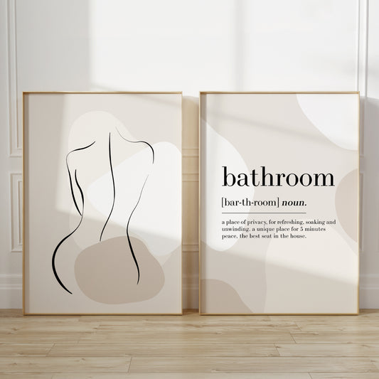 Set of 2 Neutral Bathroom Wall Prints
