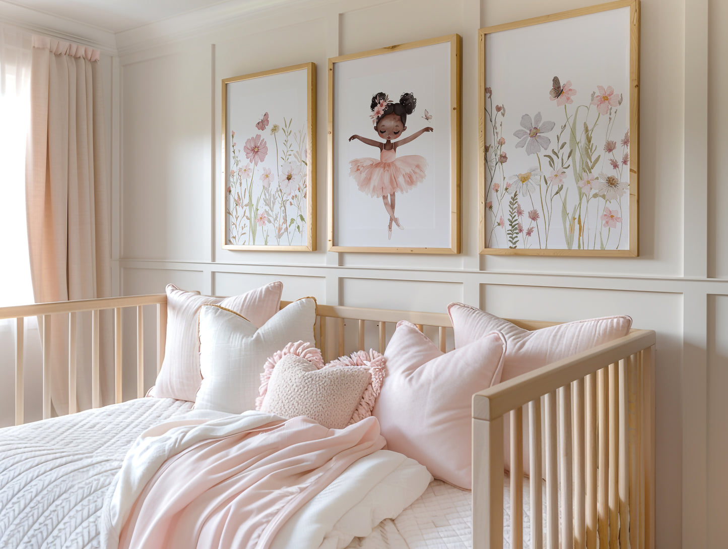 Set of 3 Girls Ballerina Nursery Wall Prints