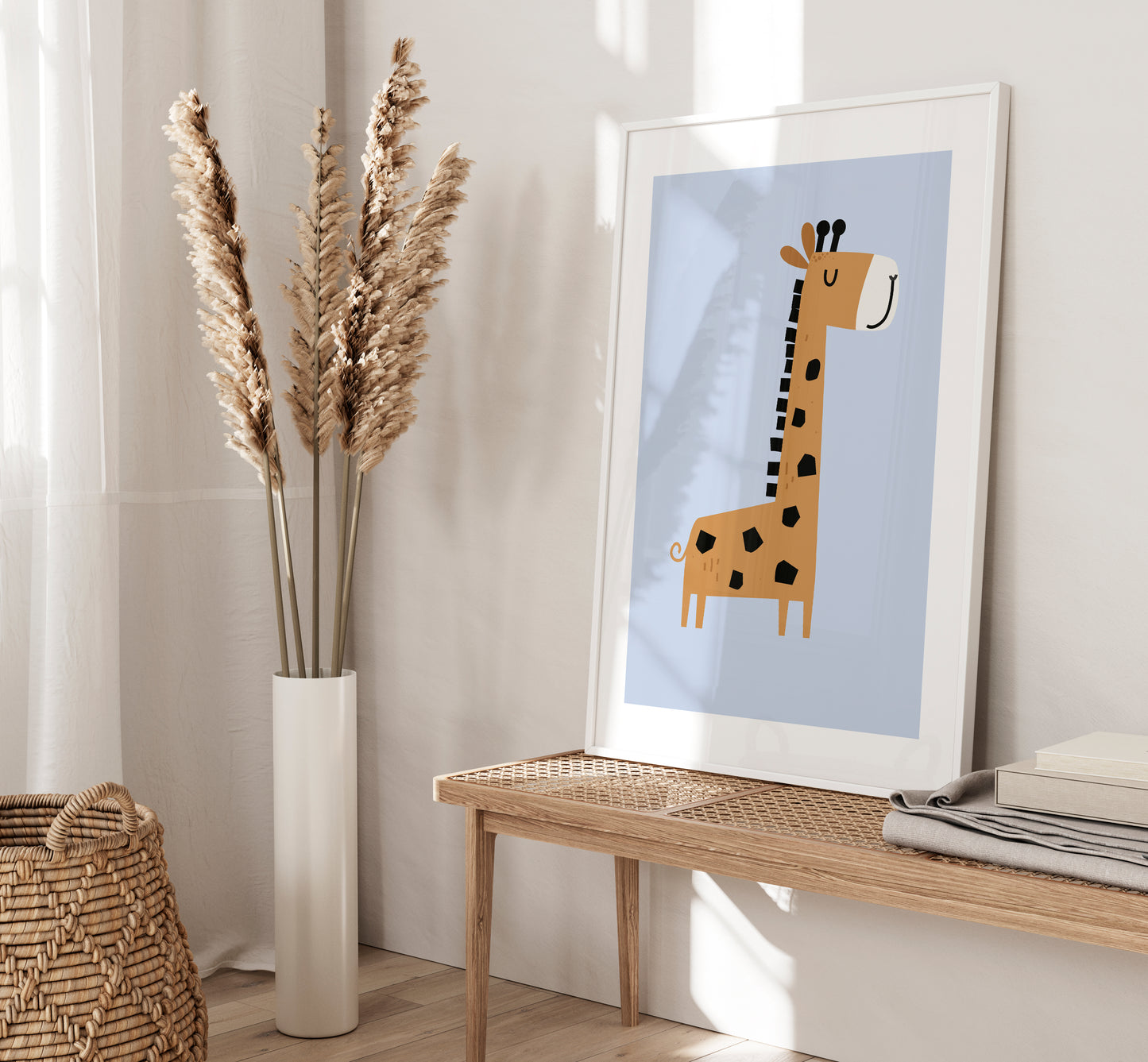 Set of 3 Blue Safari Animal Nursery Wall Prints