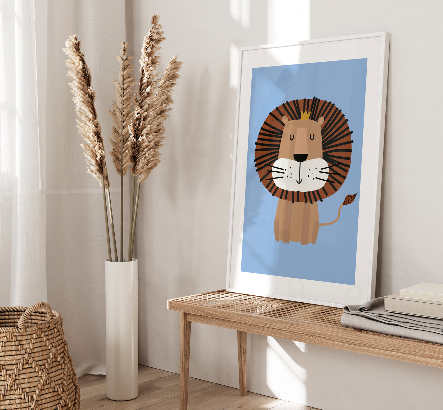 Set of 3 Blue Safari Animal Nursery Wall Prints