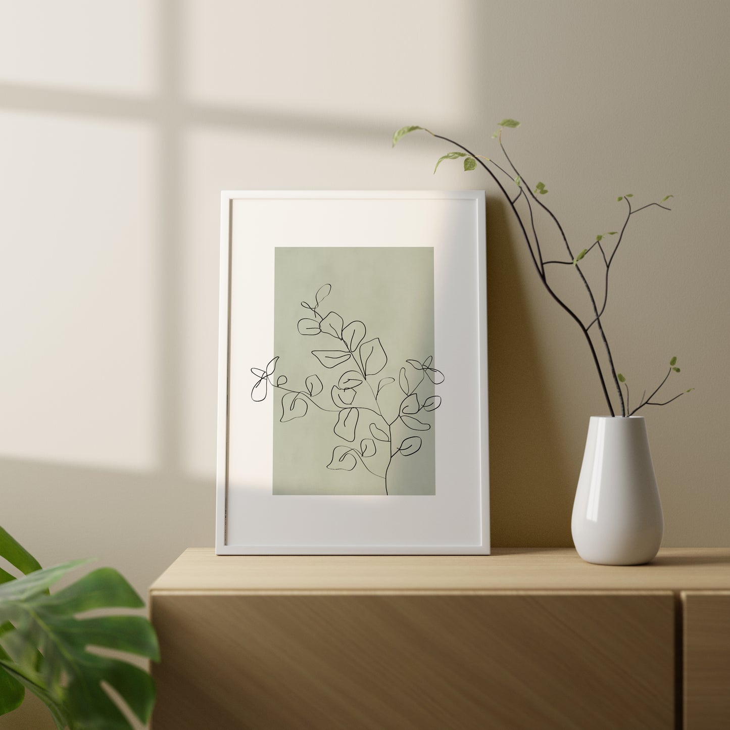 Set of 3 Sage Green Botanical Wall Art Prints