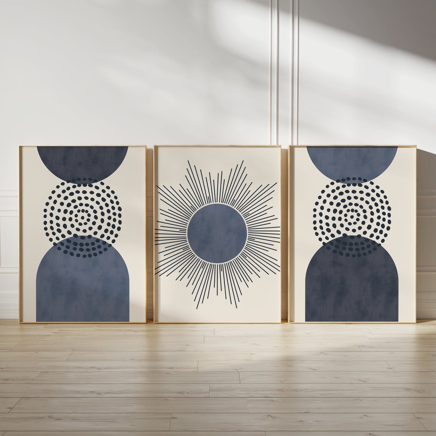 Set of 3 Blue Watercolour Boho Wall Art Prints